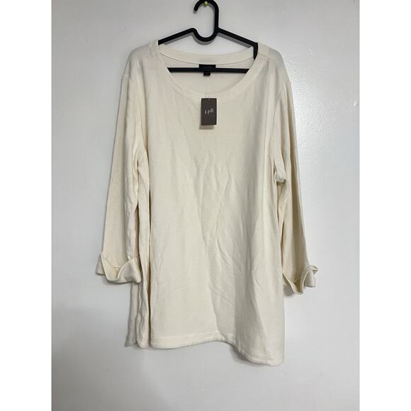 J.Jill Wearever Collection Size XL Cream Ribbed Cuff Blouse - NEW - Picture 1 of 5